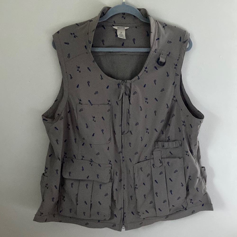 Duluth Trading Company womens fly fishing vest botanical print like-new 1X
